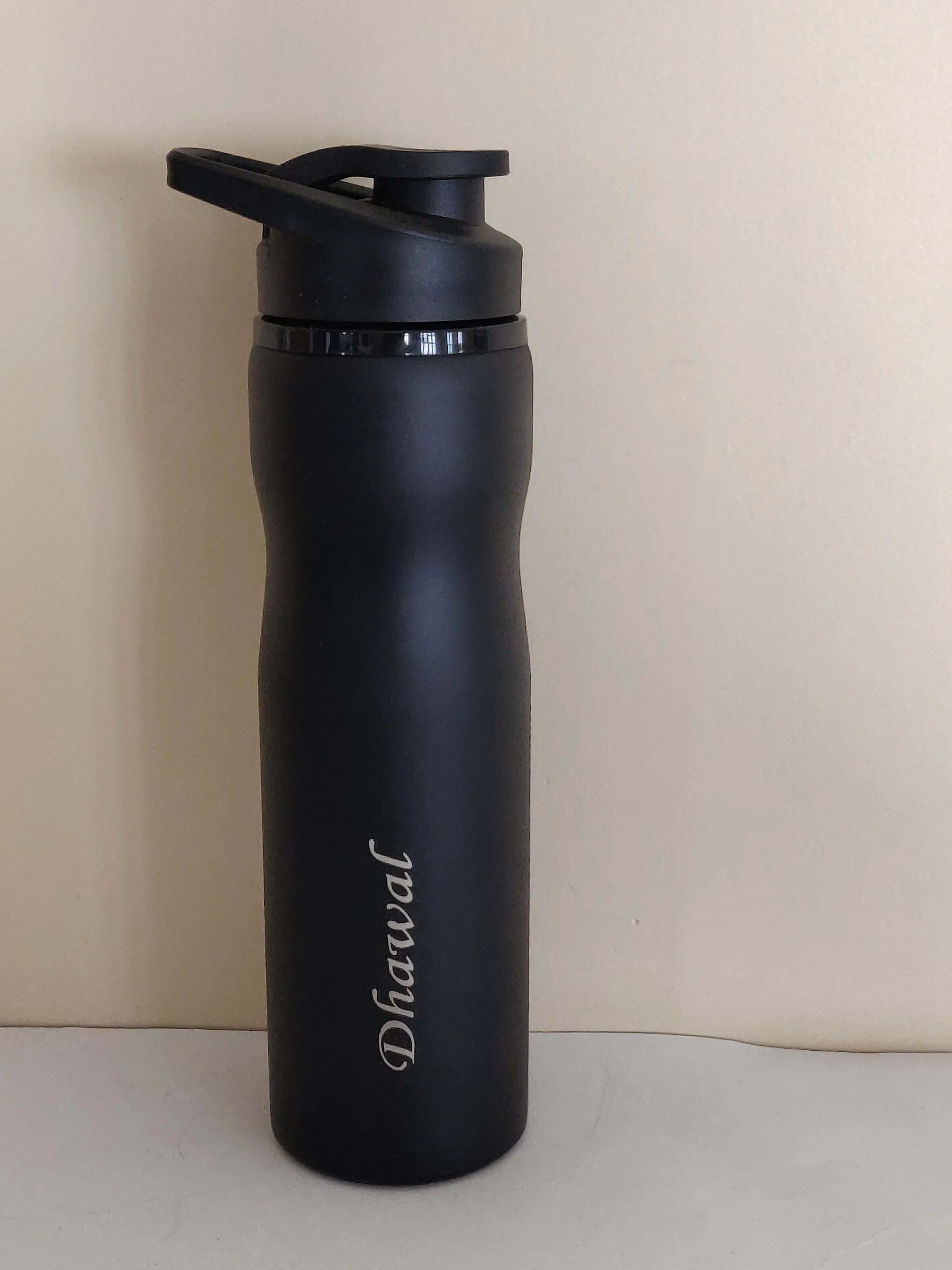 Stainless Steel Black Name Water Bottle-750 ML